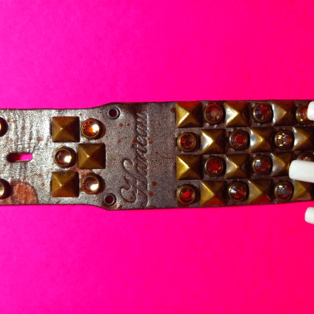 HANDMADE | LEATHER | BELT | STONES